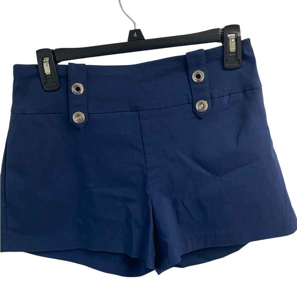 Inc Indigo Sea Navy‎ Blue Women's Core Shorts Sailor Nautical Button Detail Sz 4